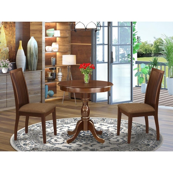 East West Furniture 3 Piece Eden Modern Dining Room Table Set - Mahogany ESIP3-MAH-C - main